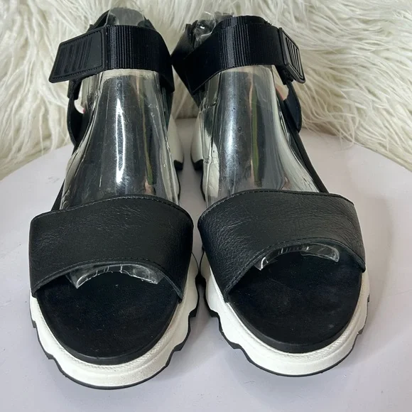 Sorel Black and White Kinetic Sandals - Picture 2 of 10